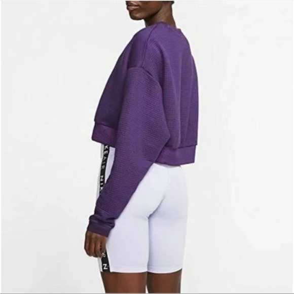 Nike Purple Fleece Cropped Pullover - Picture 2 of 4